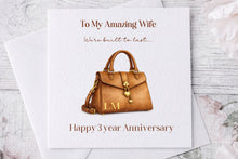 Load image into Gallery viewer, 3 year anniversary - Leather greeting card (Bag)