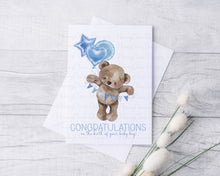 Load image into Gallery viewer, Baby Bear with balloons Greeting Card