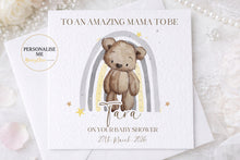 Load image into Gallery viewer, Personalized Baby Shower Card, Mummy To Be, Teddy Bear Design