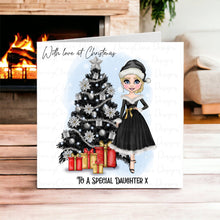 Load image into Gallery viewer, Christmas Dolly Greeting Card Black Dress