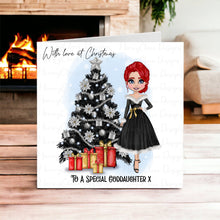 Load image into Gallery viewer, Christmas Dolly Greeting Card Black Dress