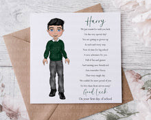 Load image into Gallery viewer, First day at school card - School Boy