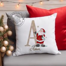 Load image into Gallery viewer, Personalised Santa Cushion With Initial