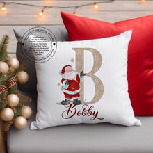Load image into Gallery viewer, Personalised Santa Cushion With Initial