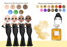 Load image into Gallery viewer, Personalisation choice sheet for skin tone eye colour and hair colour