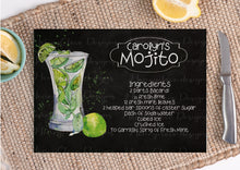 Load image into Gallery viewer, Mojito cocktail recipe glass board mockup