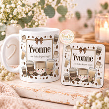Load image into Gallery viewer, Personalised coffee mug and matching coaster gift set