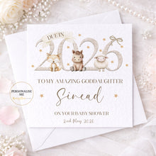 Load image into Gallery viewer, Farm Animals Baby Shower Card, Personalised 2026 Due Date