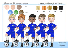 Load image into Gallery viewer, Communion Figure Personalised Card - SOCCER BLUE