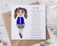 Load image into Gallery viewer, First day at school card - School Girl