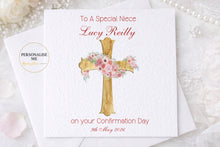 Load image into Gallery viewer, Gold Cross Confirmation Card - Pink