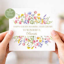 Load image into Gallery viewer, Personalised Golden Wedding Anniversary Card for parents