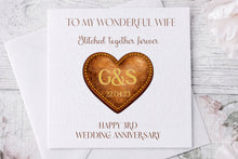Load image into Gallery viewer, 3 year anniversary - Leather greeting card (Heart)