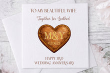 Load image into Gallery viewer, 3 year anniversary - Leather greeting card (Heart)