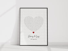 Load image into Gallery viewer, Song Lyrics/Special Words Heart Print