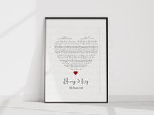 Load image into Gallery viewer, Song Lyrics/Special Words Heart Print