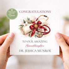 Load image into Gallery viewer, Personalised medical graduation card example for a granddaughter