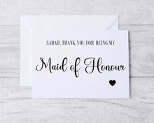 Load image into Gallery viewer, Thank you Maid Of Honour Card