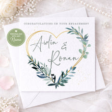 Load image into Gallery viewer, Engagement card - Green Heart Wreath