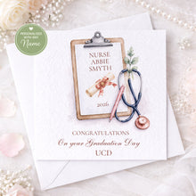 Load image into Gallery viewer, Personalised nursing graduation card example