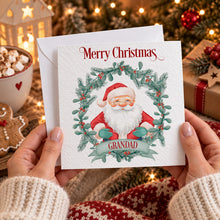 Load image into Gallery viewer, Personalised Christmas card for Grandad with Santa illustration