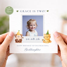 Load image into Gallery viewer, Personalised photo birthday card for a girl