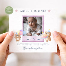 Load image into Gallery viewer, Personalised photo birthday card held in hands
