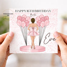 Load image into Gallery viewer, Personalised pink balloon 16th birthday card