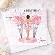 Load image into Gallery viewer, Personalised pink balloon birthday card for sister in law