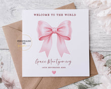 Load image into Gallery viewer, New Baby Bow Card - Pink