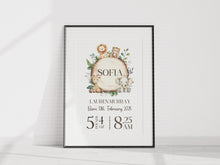 Load image into Gallery viewer, Day you were born UNFRAMED animal print A4 or A3