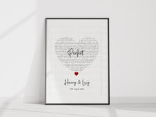 Load image into Gallery viewer, Song Lyrics/Special Words Heart Print