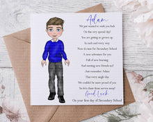 Load image into Gallery viewer, First day at school card - SECONDARY School Boy