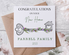 Load image into Gallery viewer, New Home Greeting Card  - Silver House Key