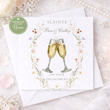Load image into Gallery viewer, Personalised Sláinte engagement card with champagne glasses