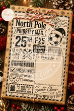 Load image into Gallery viewer, Soccer Christmas North Pole postage labels