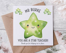 Load image into Gallery viewer, Star Teacher Card - Various colours