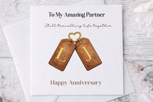 Load image into Gallery viewer, 3 year anniversary - Leather greeting card (Tags)