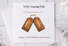 Load image into Gallery viewer, 3 year anniversary - Leather greeting card (Tags)