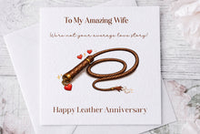 Load image into Gallery viewer, 3 year anniversary - Leather greeting card (Whip)