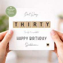 Load image into Gallery viewer, Milestone Scrabble Effect Birthday Card