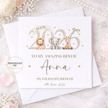 Load image into Gallery viewer, Safari Animals Baby Shower Card, Personalised 2026 Due Date