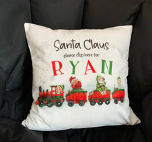 Load image into Gallery viewer, Santa Stop Here Train Cushion