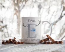 Load image into Gallery viewer, Blue Nose Antler Initial Christmas Mug