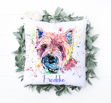 Load image into Gallery viewer, Watercolour Dog Cushion - Westie Style