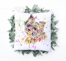 Load image into Gallery viewer, Watercolour Dog Cushion - Yorkshire Terrier Style