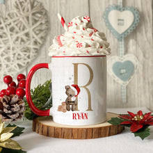 Load image into Gallery viewer, Santa Bear Initial Christmas Mug