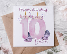 Load image into Gallery viewer, Birthday Unicorn Number Card
