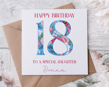 Load image into Gallery viewer, Blue Floral Number Birthday Card
