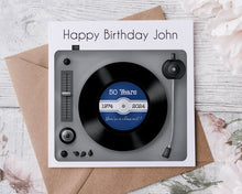 Load image into Gallery viewer, GREY Vinyl Record Player Birthday Card
